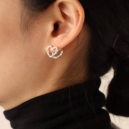 S925 Double Heart Earrings