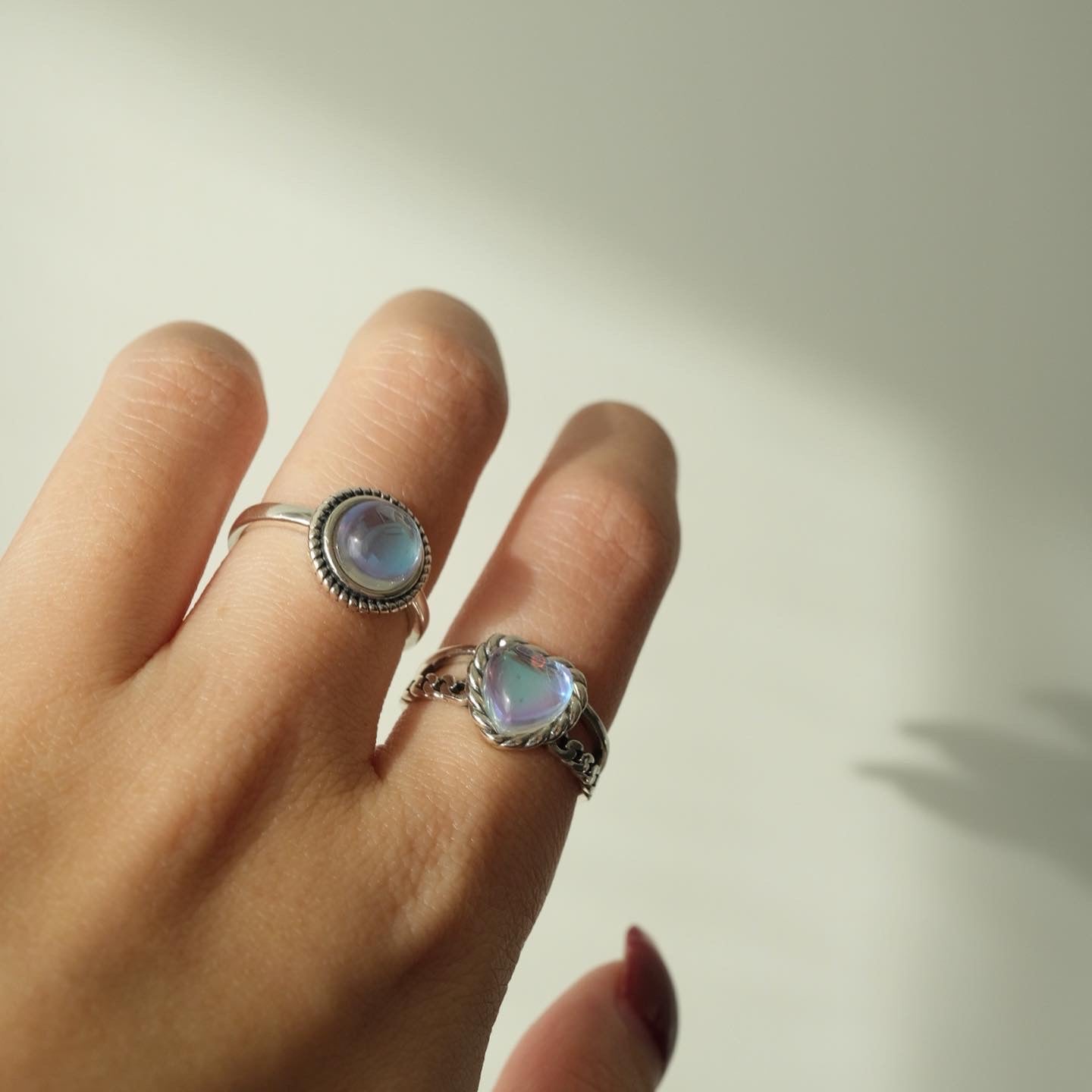 S925 Vintage Moonstone Rings