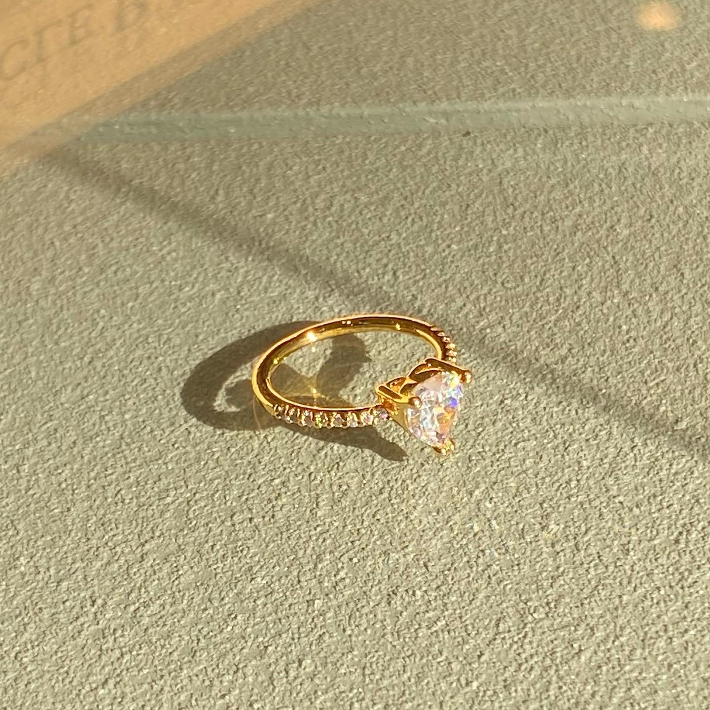 24k Gold Plated Heart Diamond Ring