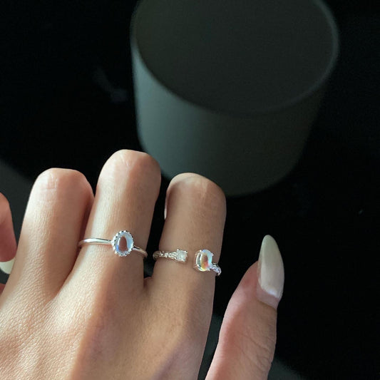 S925 Clear Moonstone Ring