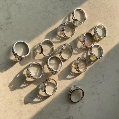 S925 Vintage Moonstone Rings