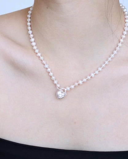 S925 Pearl Front Locked Necklace