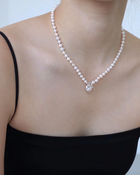 S925 Pearl Front Locked Necklace