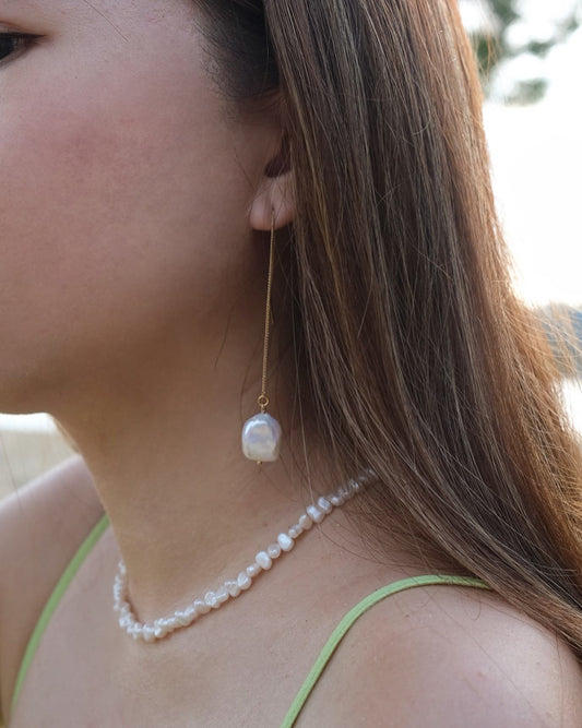 Long Drop Pearl Earrings