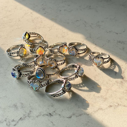 S925 Vintage Moonstone Rings