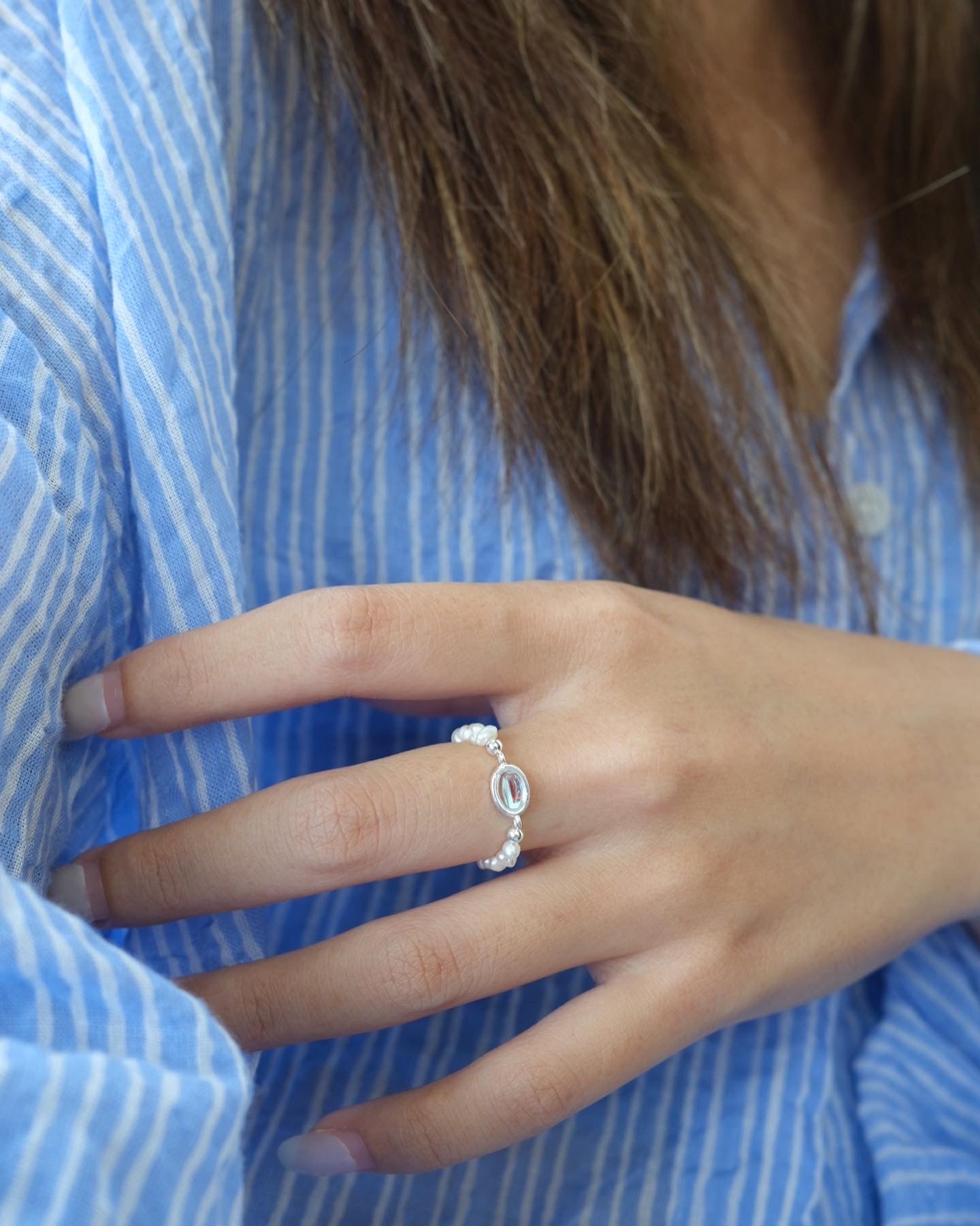 S925 Moonstone Pearl Ring