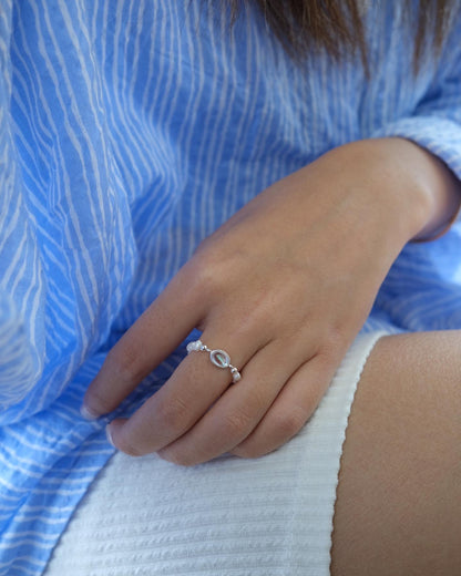 S925 Moonstone Pearl Ring