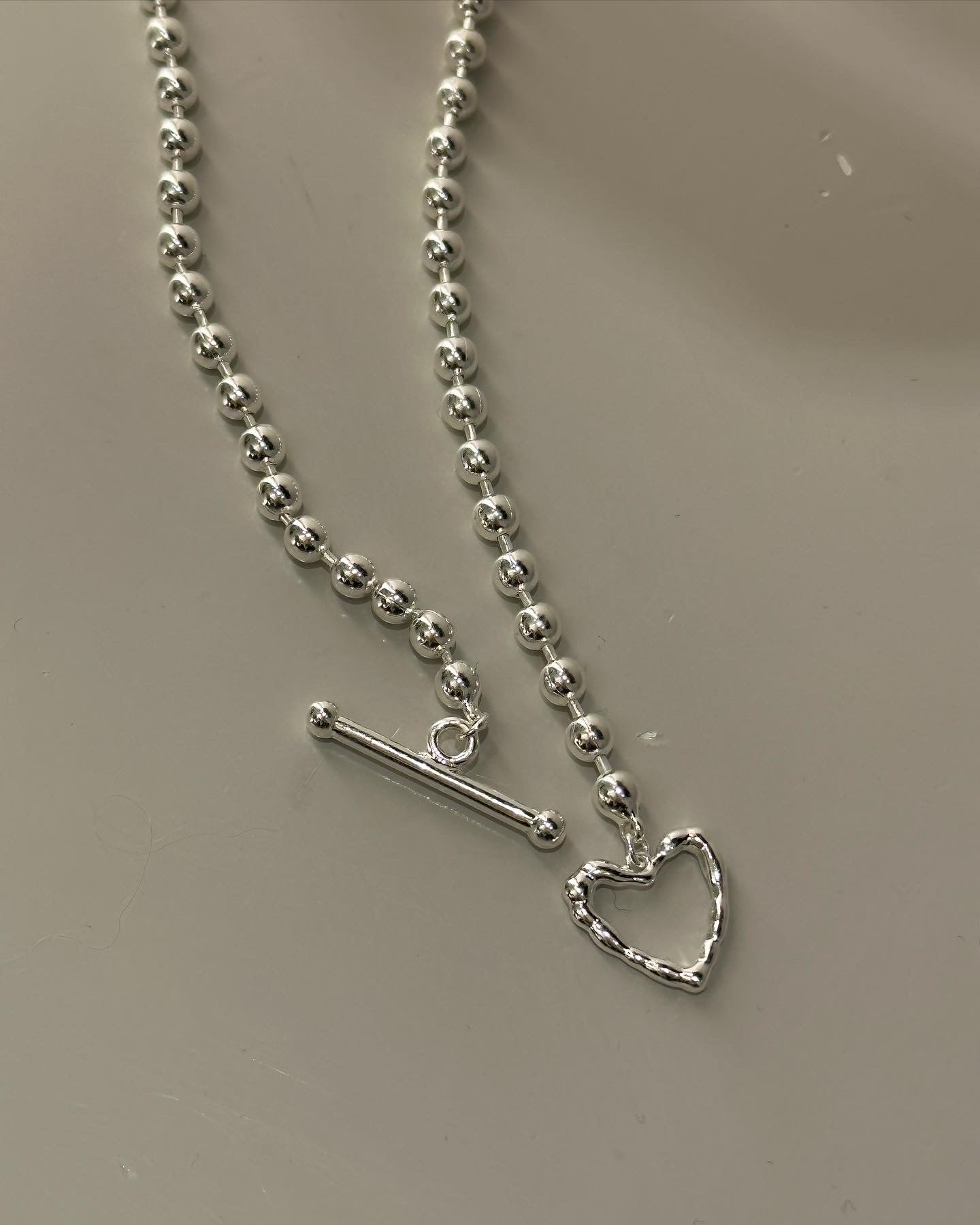 Bead T-Locked Heart Necklace