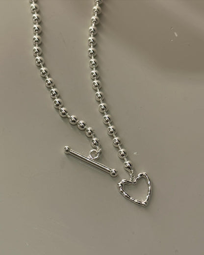 Bead T-Locked Heart Necklace