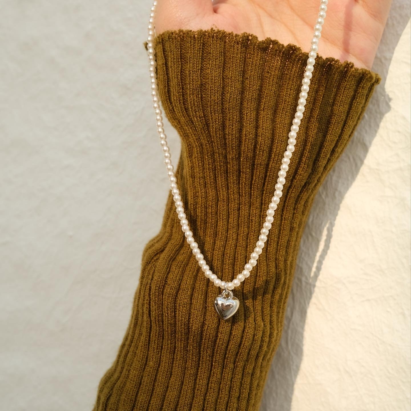 Pearl Mini Heart Necklace Set