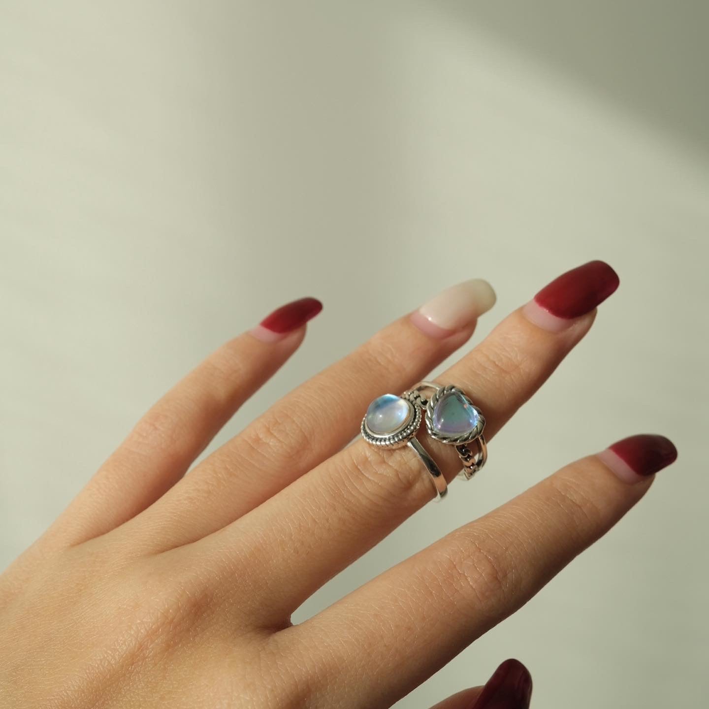 S925 Vintage Moonstone Rings