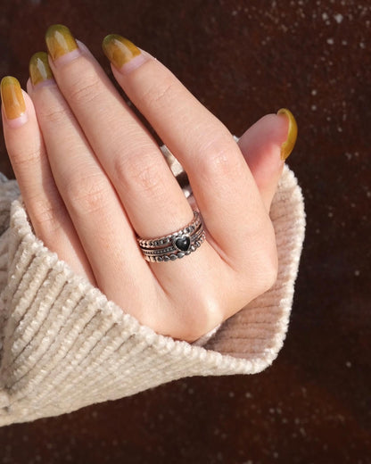 S925 Vintage 3 Layers Heart Ring