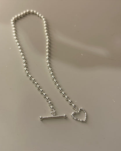 Bead T-Locked Heart Necklace