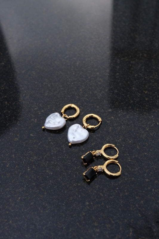 Heart Pearl Hoop Earrings