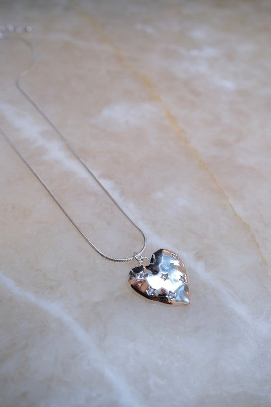 Silver Stary Heart Necklace