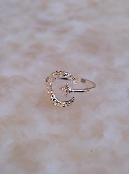 S925 Half Moon Stary Ring