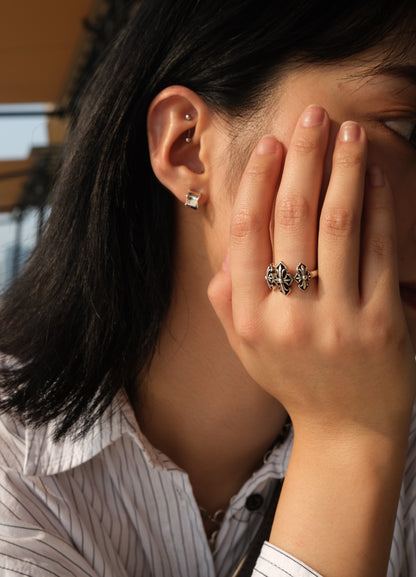 S925 Chrome Heart Cross Ring