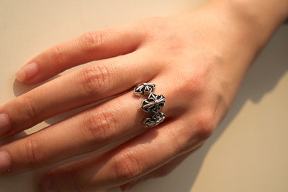 S925 Chrome Heart Cross Ring