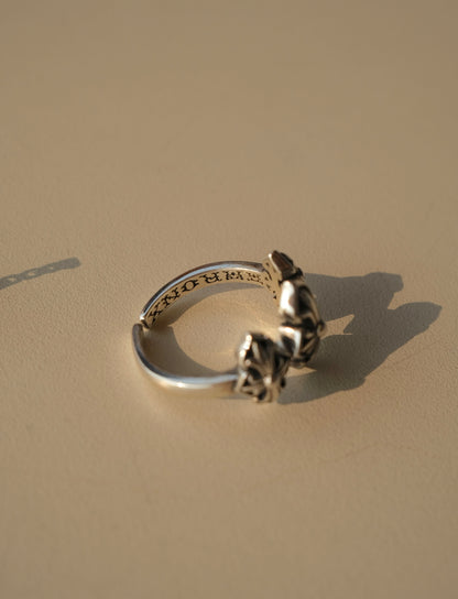 S925 Chrome Heart Cross Ring