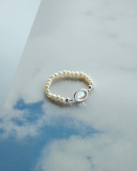 S925 Moonstone Pearl Ring