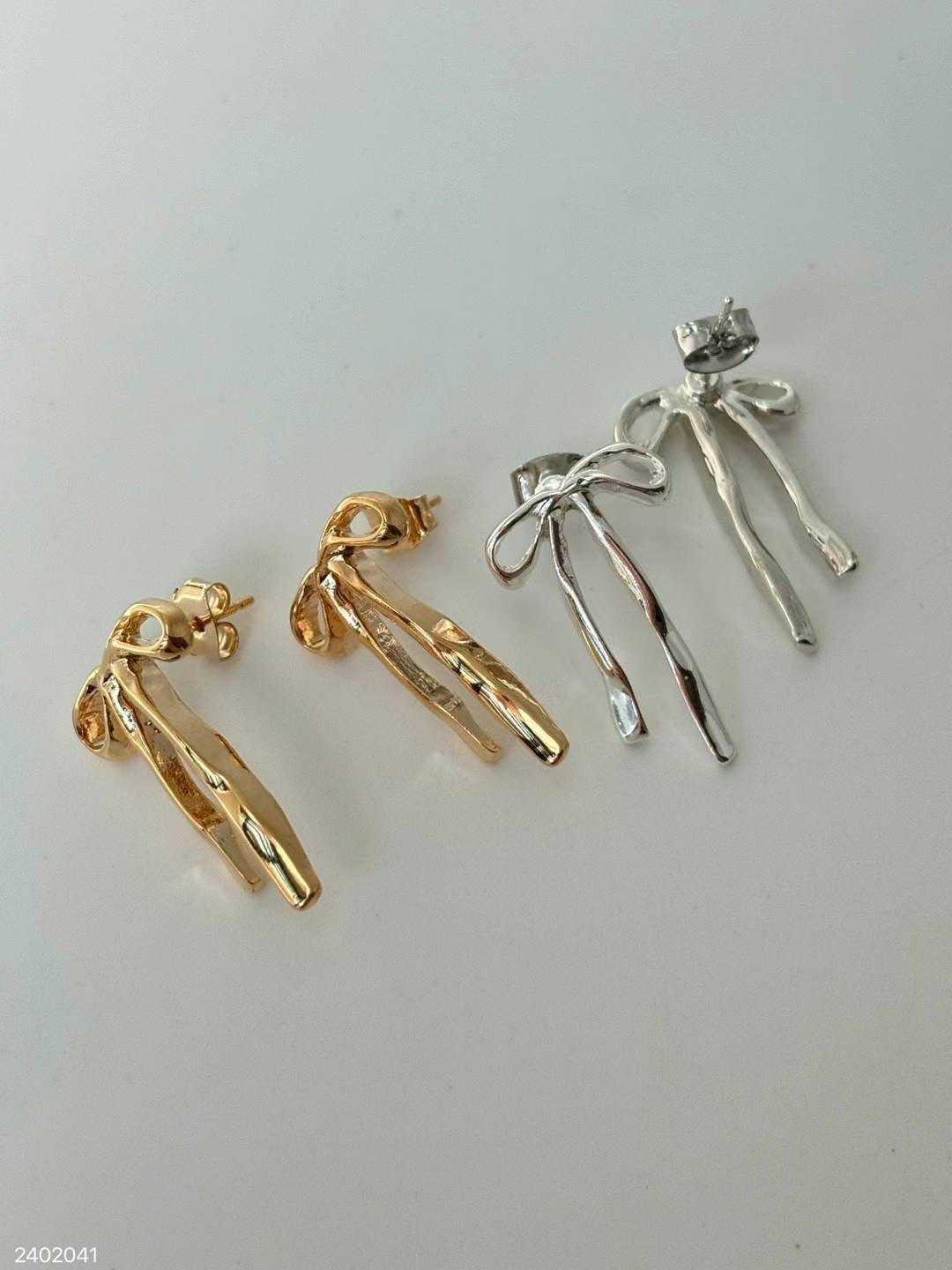 Ribbon Long Drop Earrings