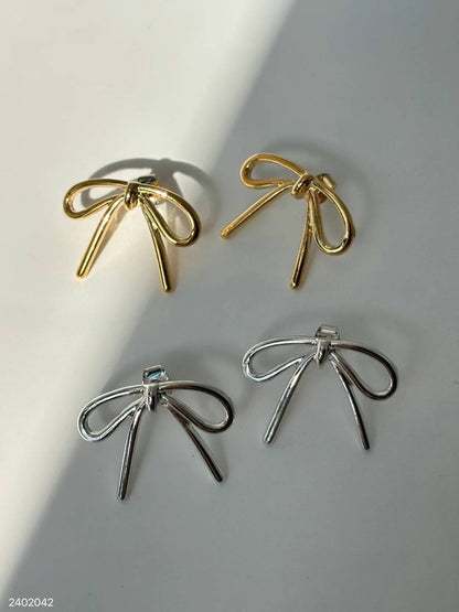 Ribbon Brass Earrings