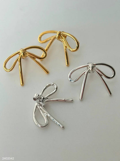 Ribbon Brass Earrings