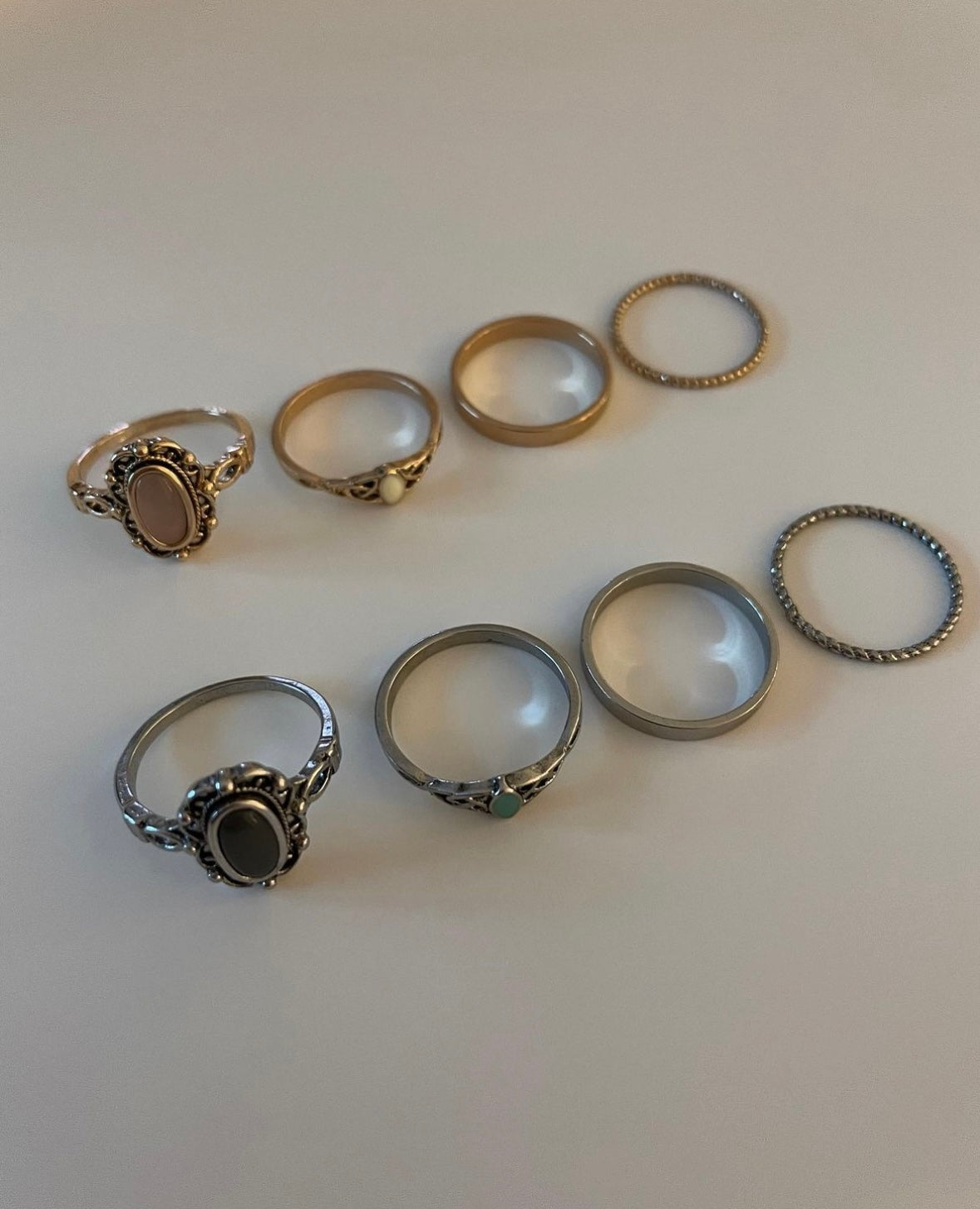 Vintage Black Oval Ring Set