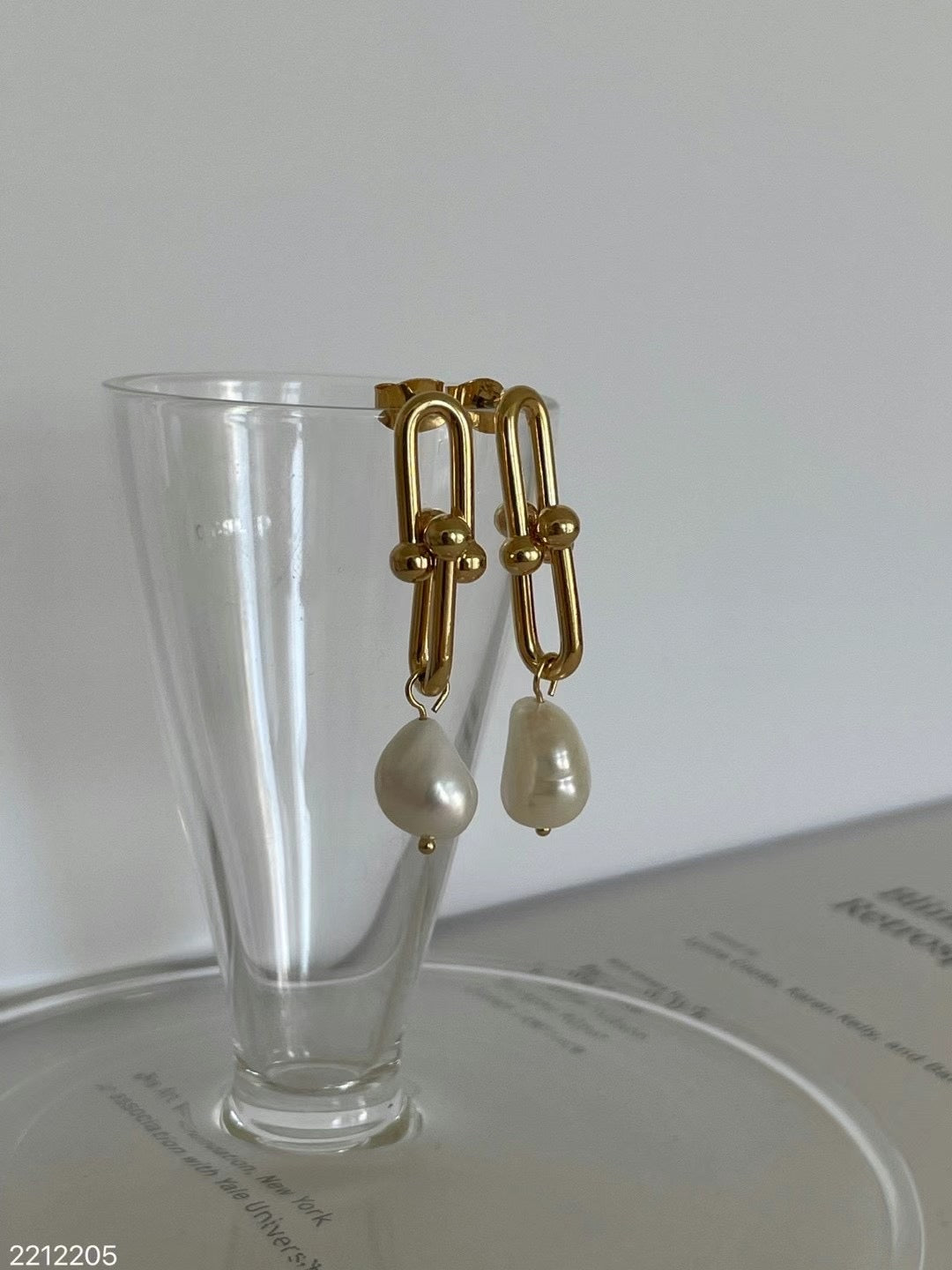 Gold Bold Knot Pearl Earrings