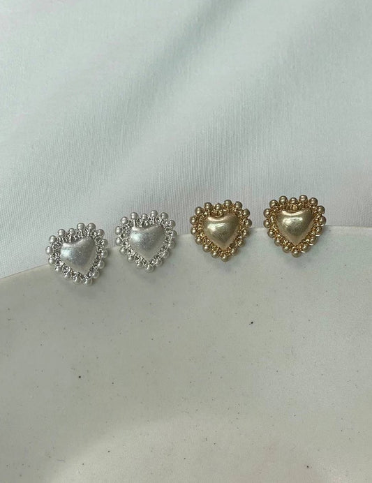 Matt Heart Pin Earrings