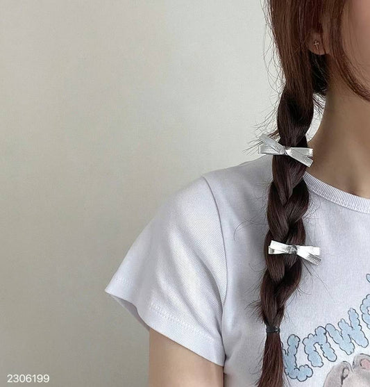 Mini Silver Ribbon Hairclip