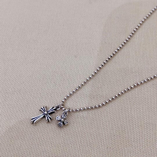 S925 Big Mini Vintage Cross Necklace