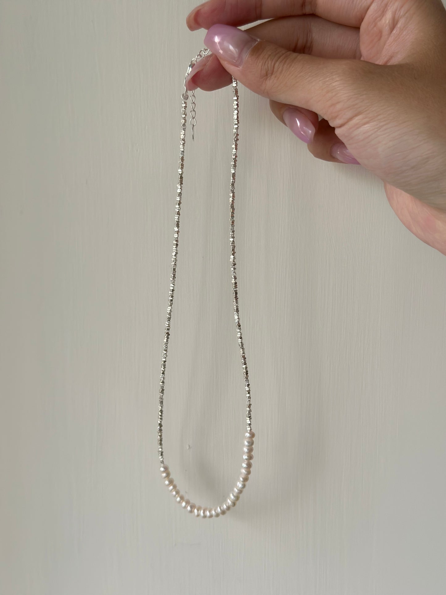 S925 miniCube Pearl Bead Necklace