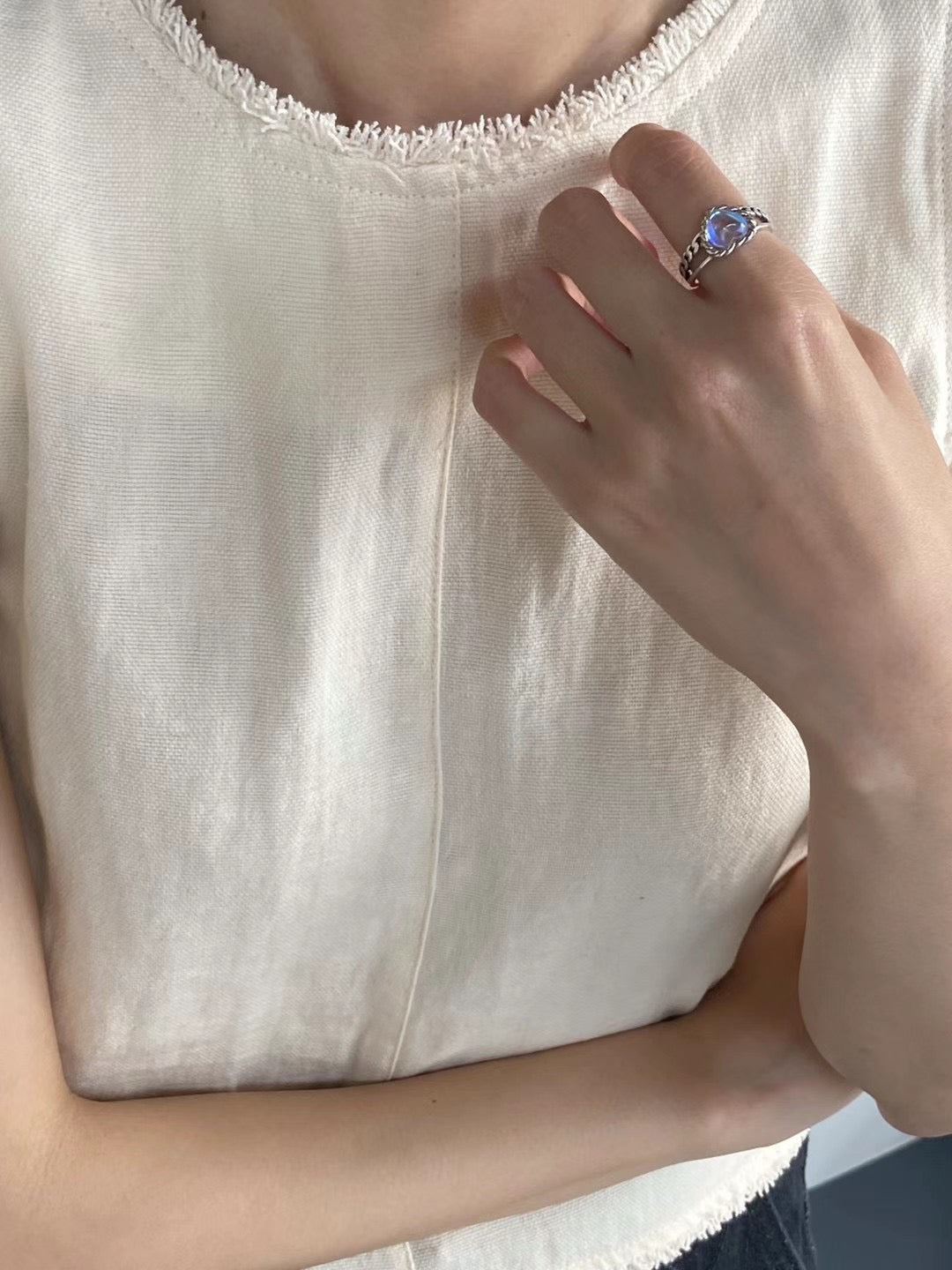 S925 Vintage Moonstone Rings